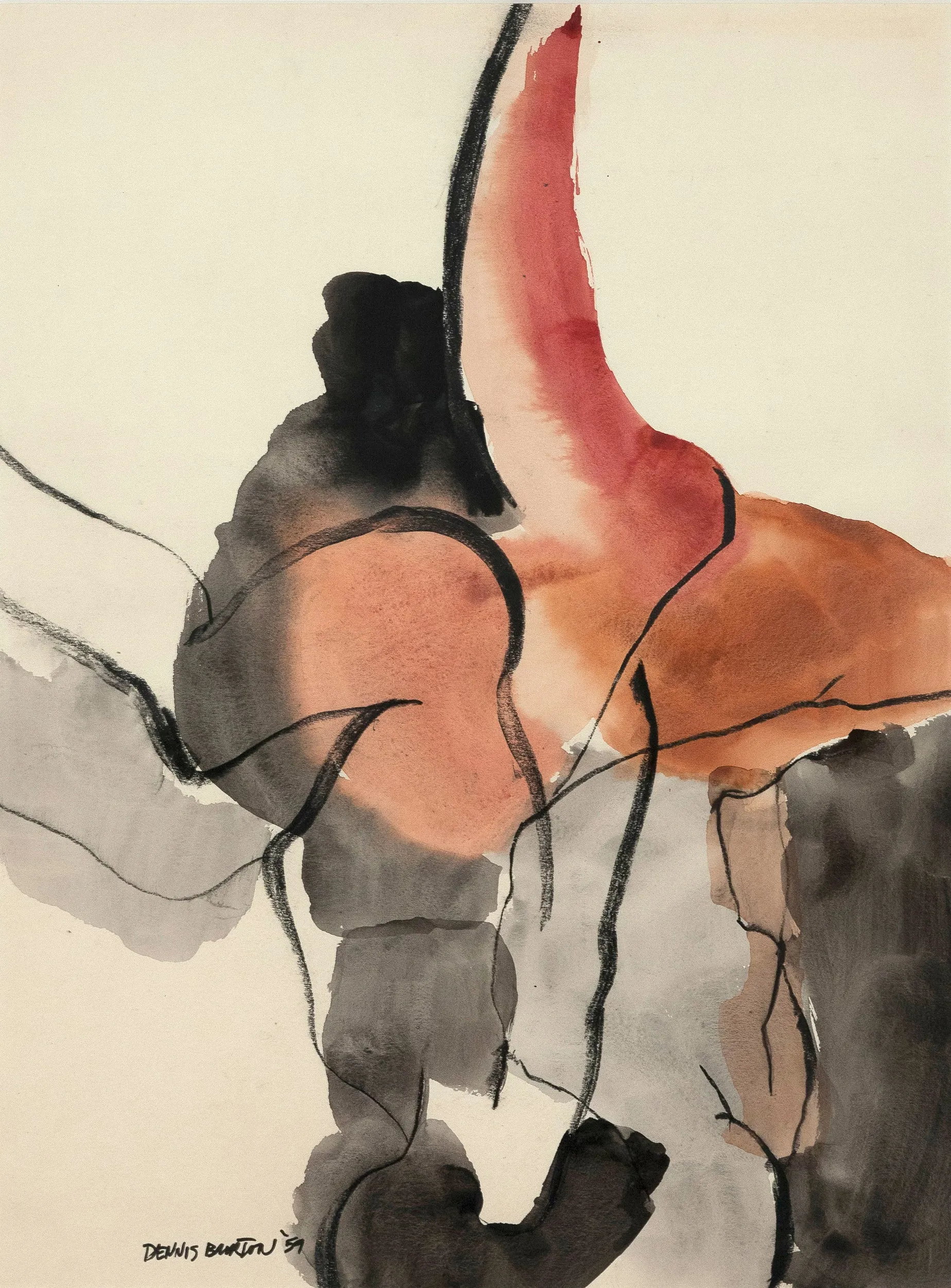 DENNIS BURTON “UNTITLED WATERCOLOR”, 1959