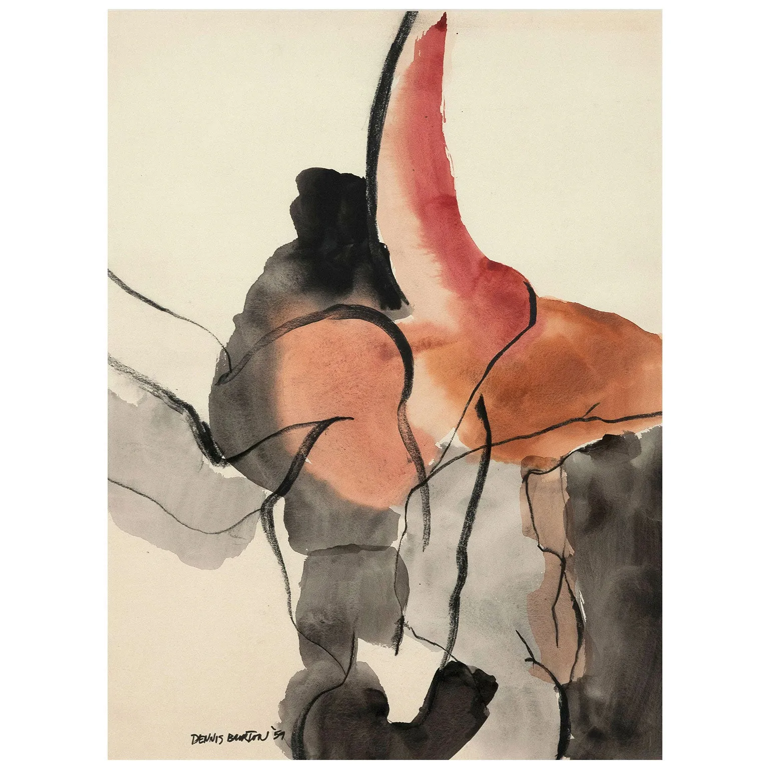 DENNIS BURTON “UNTITLED WATERCOLOR”, 1959