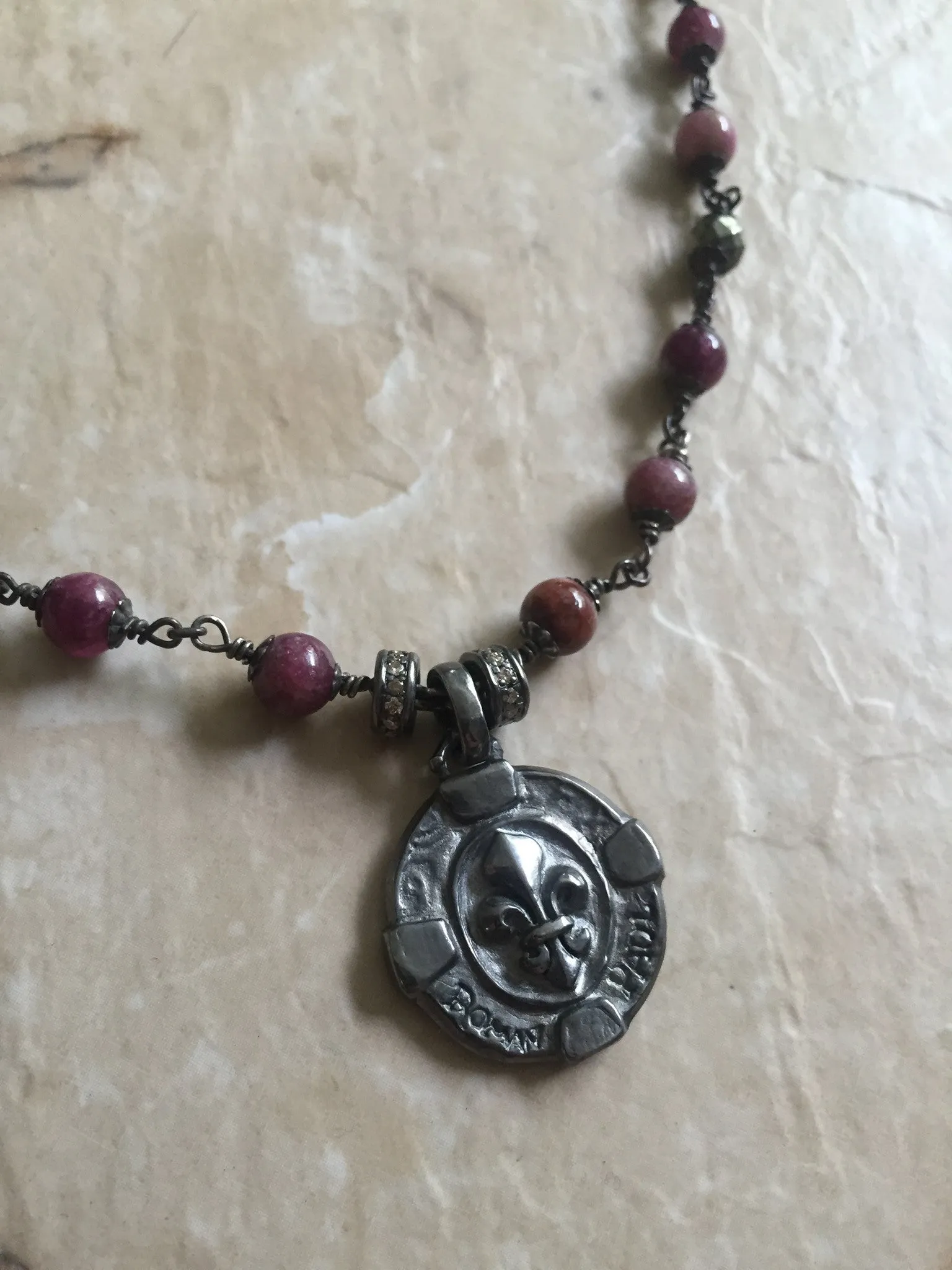 Diamond Cross Medallion & Rubies- Diamond Roundels