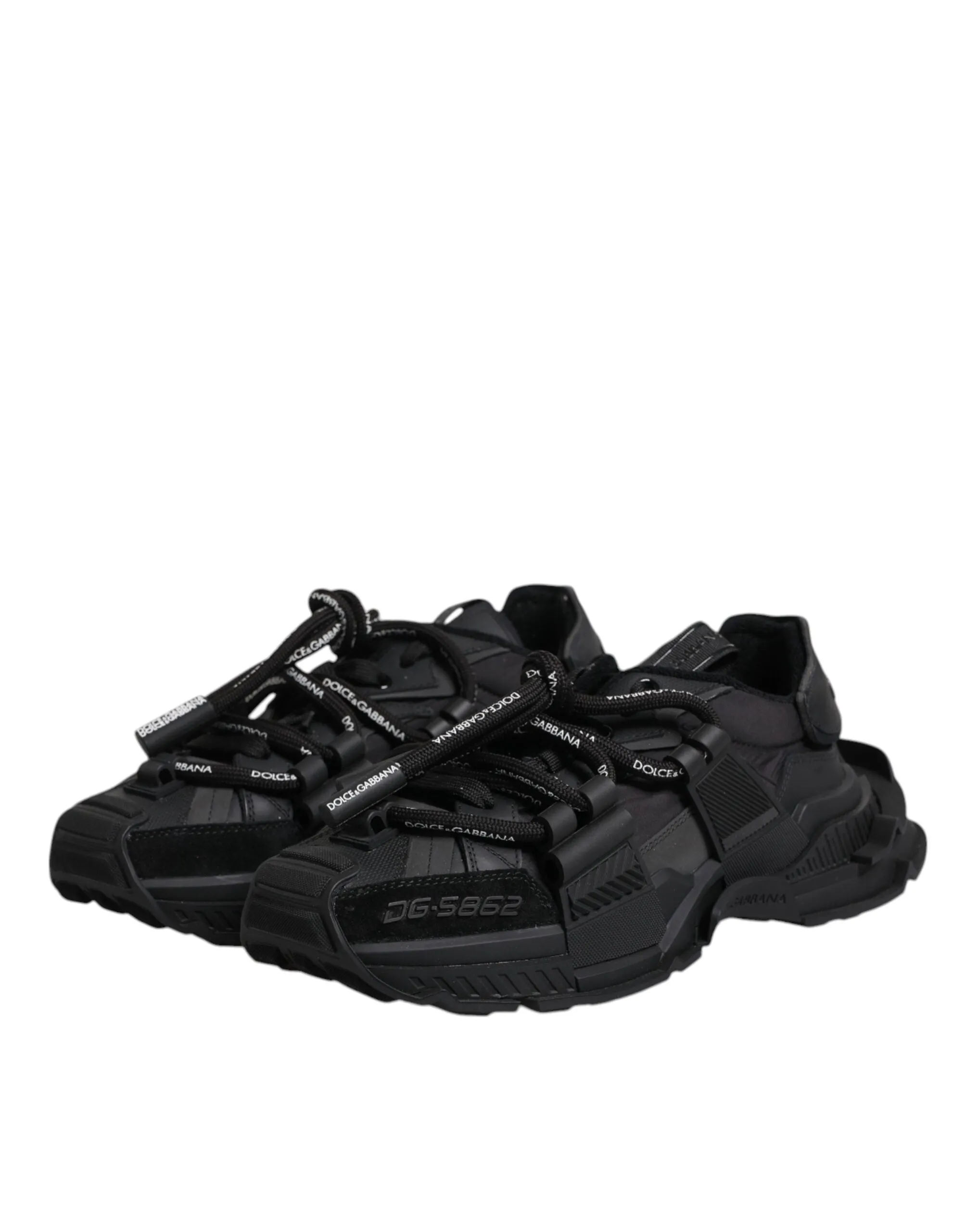 Dolce & Gabbana Black Low Top Space Lace Up Sneakers Shoes