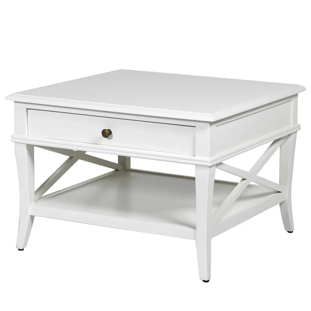 DWELL Cross Side Table With Drawer - White