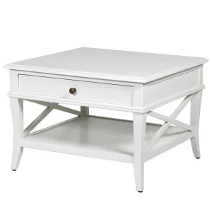 DWELL Cross Side Table With Drawer - White