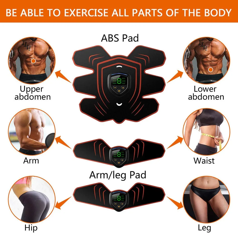 EMS Muscle Electro Stimulator Abdominal Muscle Toner Abs Trainer with LCD Display USB Rechargeable Fitness Training Gear Ab Belt