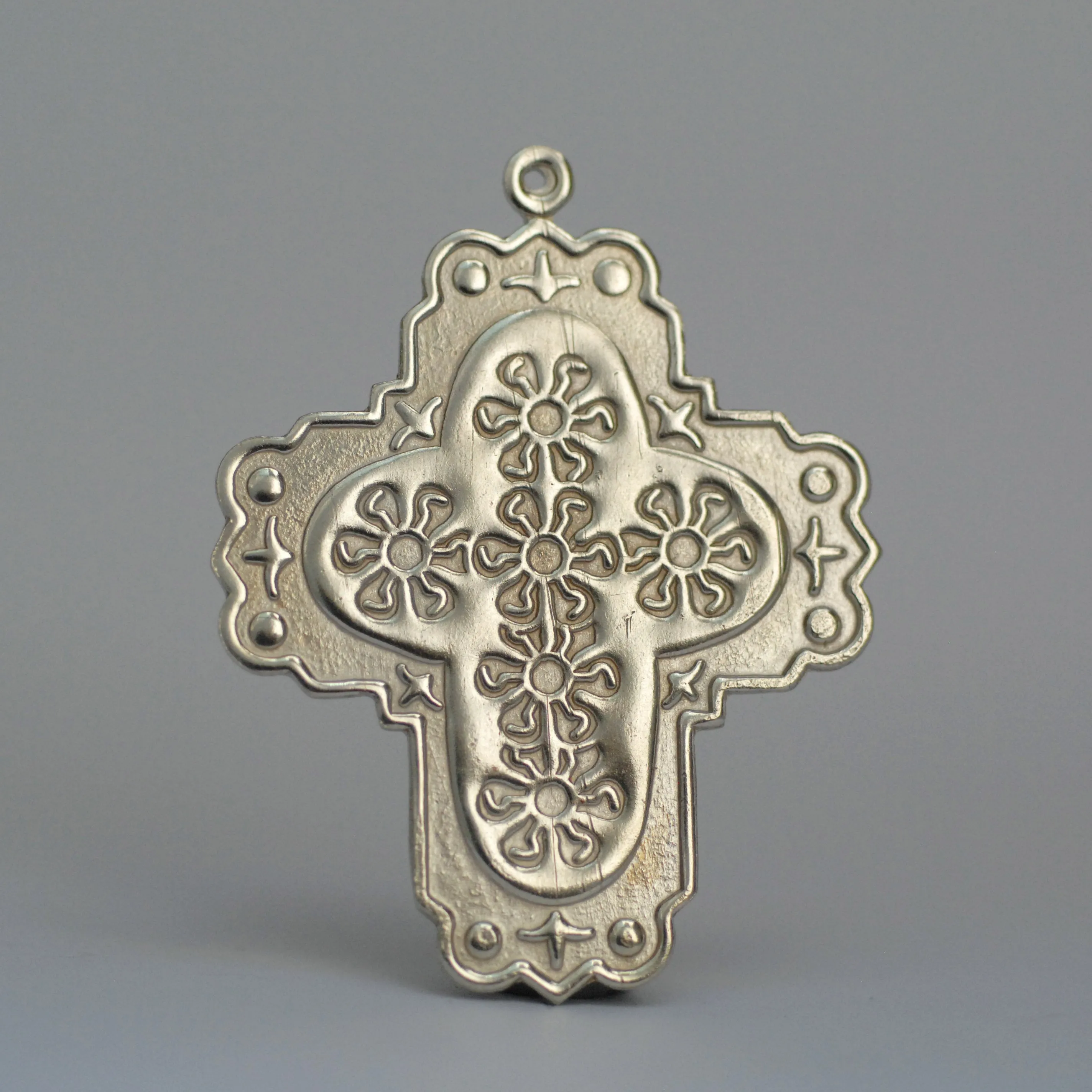 Fancy Cross Shape W/ sun pattern, pendant blank for making jewelry, copper, brass, bronze, nickel silver 22g 20g