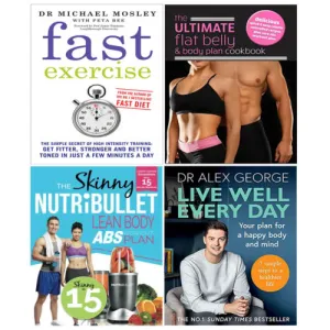 Fast Exercise, Live Well Every Day, Ultimate Flat Belly, Skinny NUTRiBULLET 4 Books Set