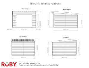 Field Shelter 3.8m Depth - Various Widths