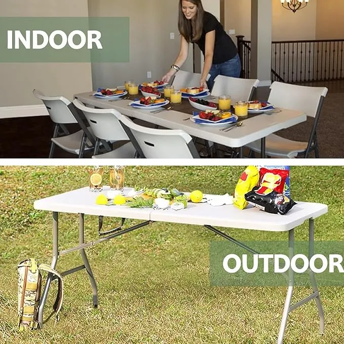 Folding Table Multipurpose Square Table Indoor Outdoor Plastic Table Lightweight and Portable Camping Table for Home Office