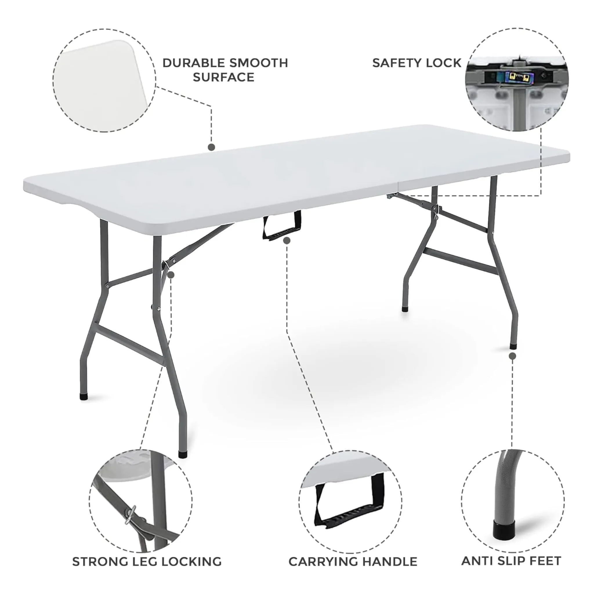 Folding Table Multipurpose Square Table Indoor Outdoor Plastic Table Lightweight and Portable Camping Table for Home Office