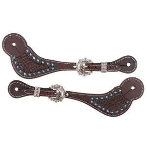 Fort Worth Ladies Turquoise Buckstitched Spur Straps