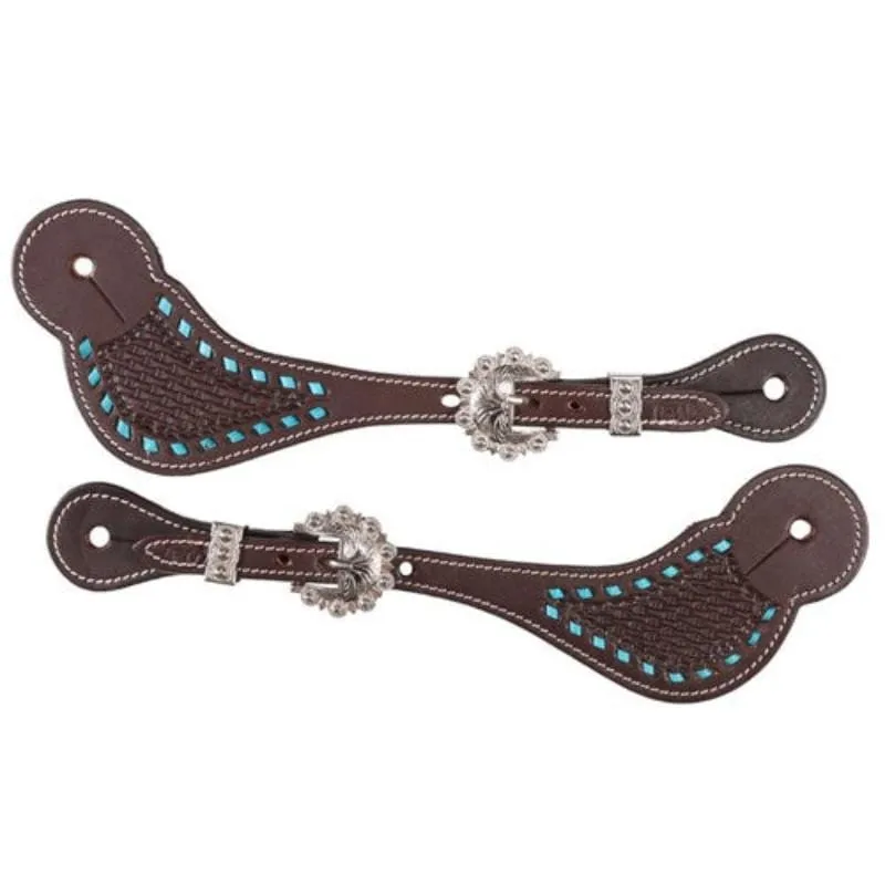 Fort Worth Ladies Turquoise Buckstitched Spur Straps