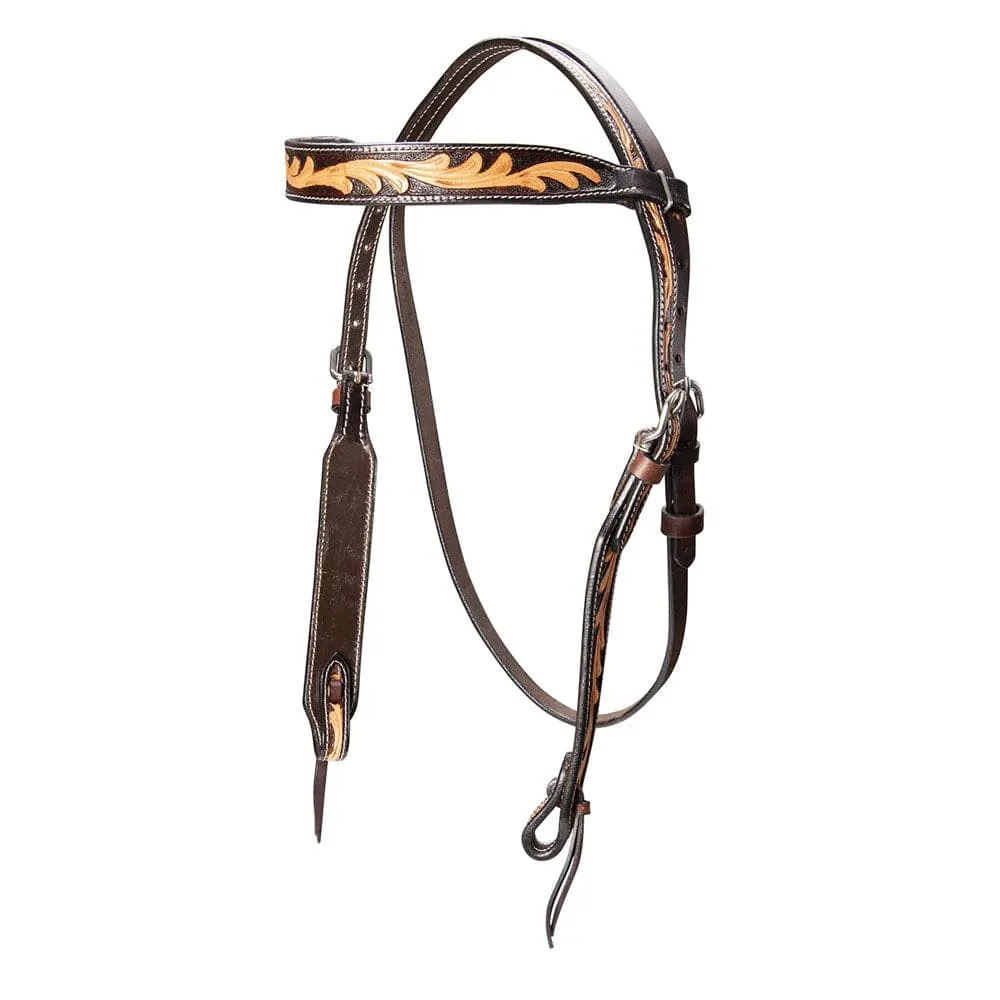 Fort Worth Tooled Leaf Bridle Two Toned (FOR20-0046)