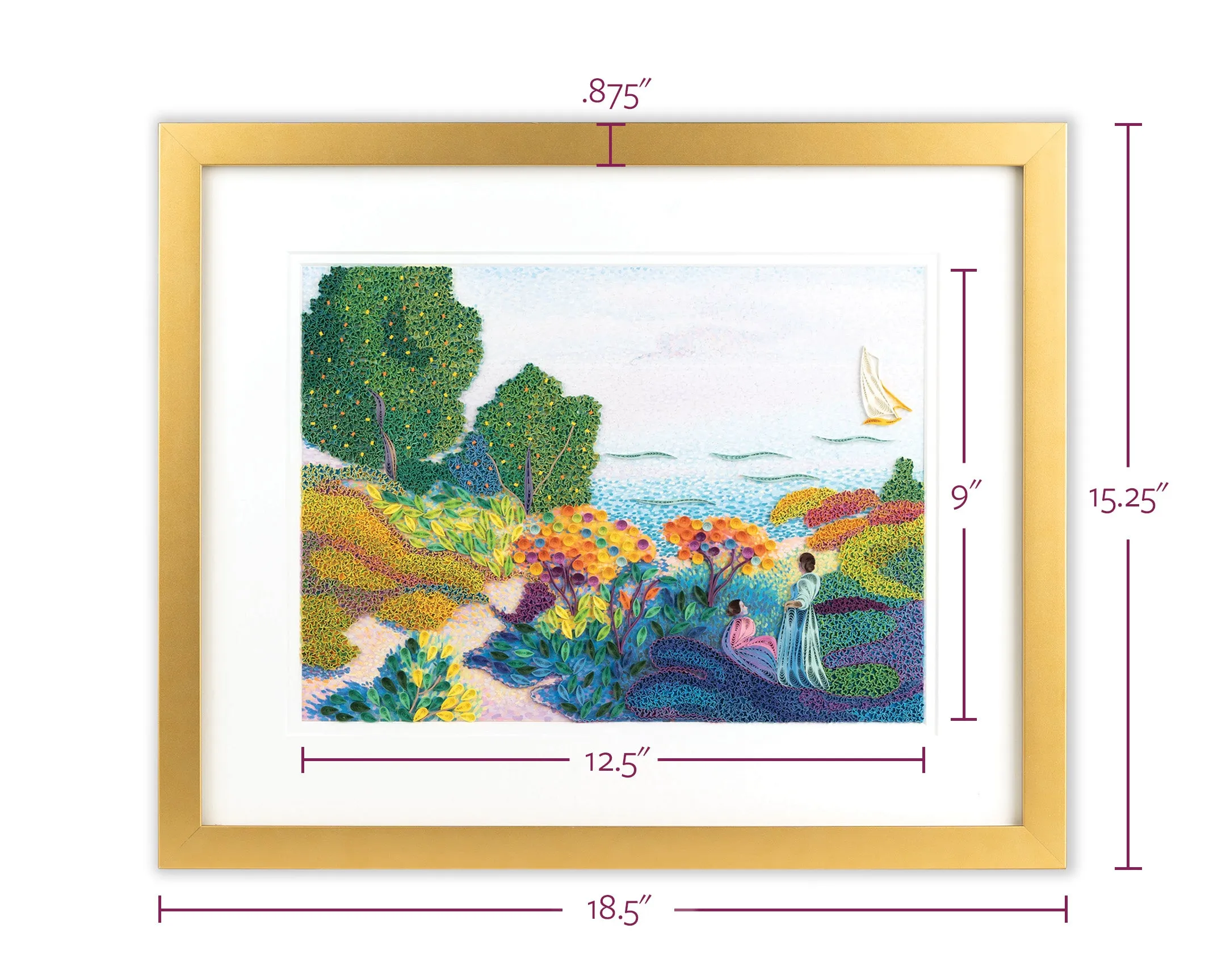 Framed Art-Size Artist Series - Two Women by the Shore, Mediterranean, Cross