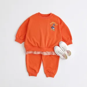 Friends Embroidered Sweat Set - Orange