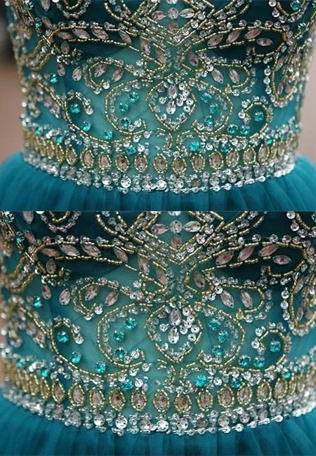 Green Beaded Tulle Short Prom/Homecoming Dress,Tulle Short Homecoming Dress with Jewels