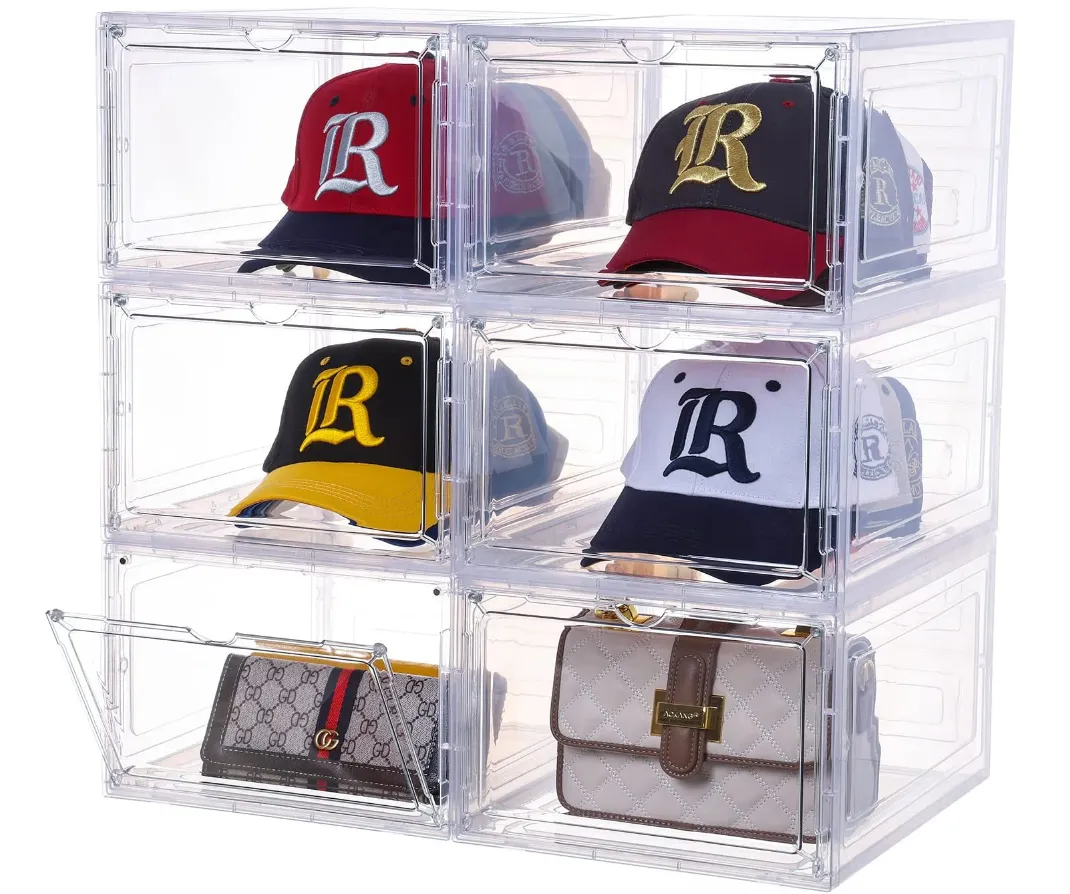 Hat Organizer & Premium Hat Storage Box for Baseball Caps - Crystal Clear