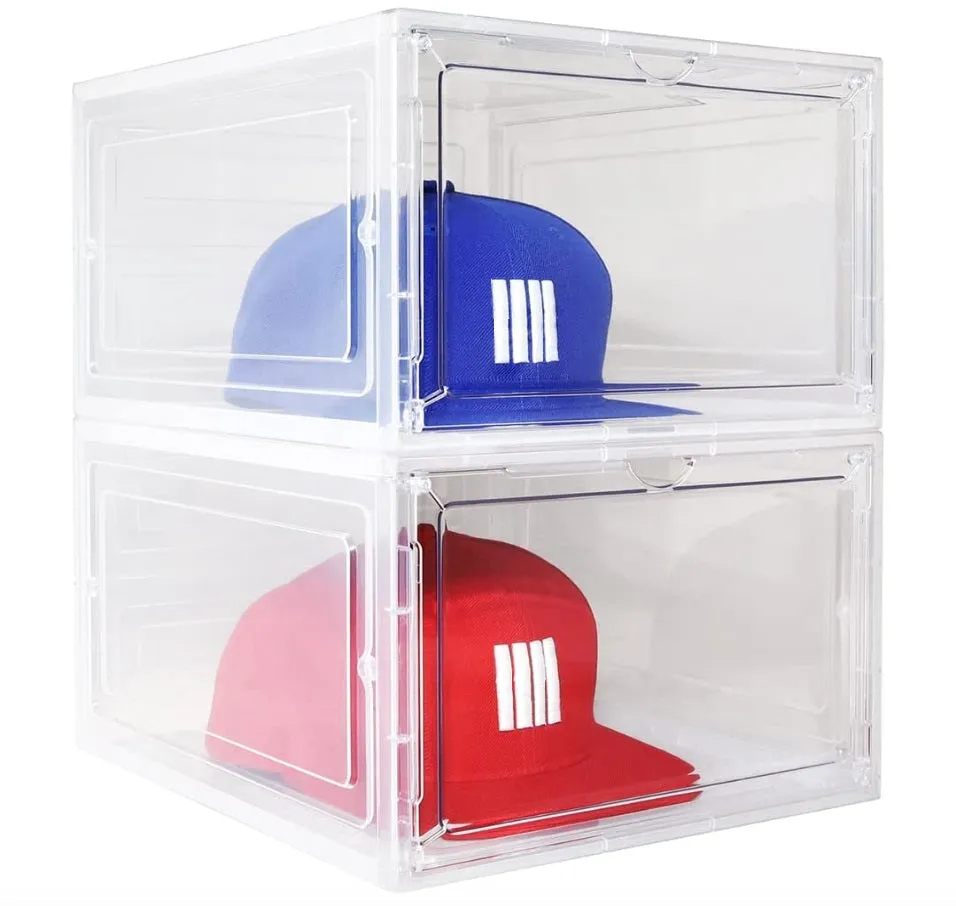 Hat Organizer & Premium Hat Storage Box for Baseball Caps - Crystal Clear