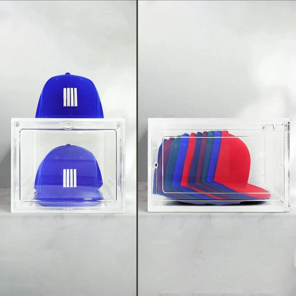 Hat Organizer & Premium Hat Storage Box for Baseball Caps - Crystal Clear