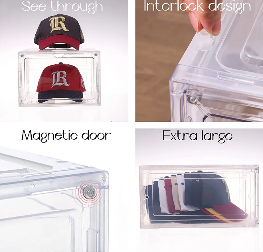 Hat Organizer & Premium Hat Storage Box for Baseball Caps - Crystal Clear