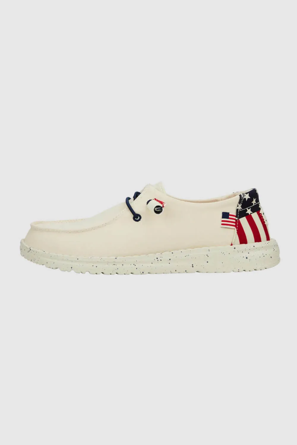HEYDUDE Women’s Wendy Americana Print Shoes in Off White | 41096-1LB