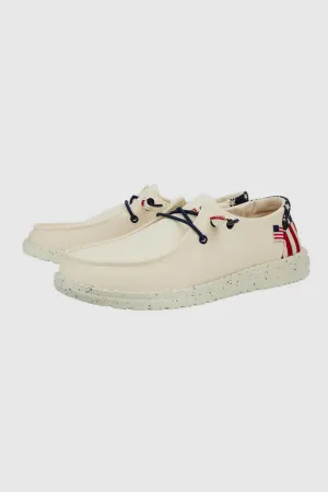HEYDUDE Women’s Wendy Americana Print Shoes in Off White | 41096-1LB
