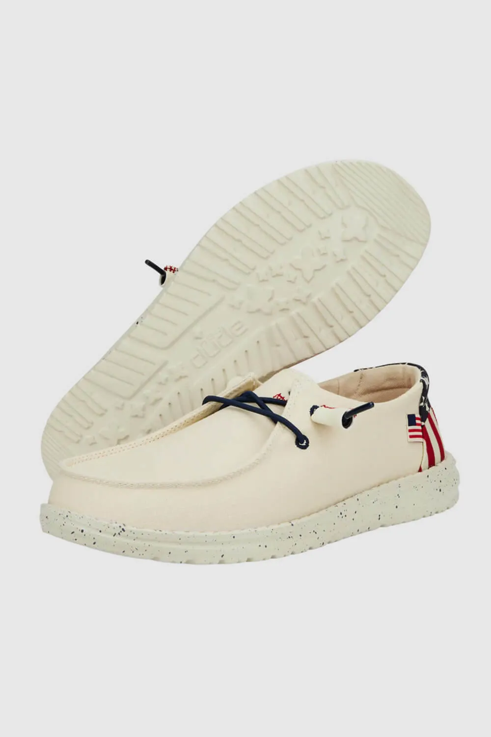 HEYDUDE Women’s Wendy Americana Print Shoes in Off White | 41096-1LB