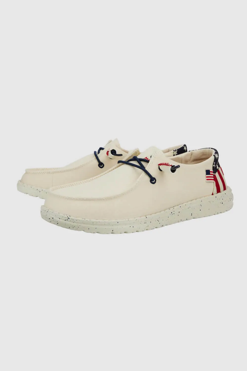 HEYDUDE Women’s Wendy Americana Print Shoes in Off White | 41096-1LB