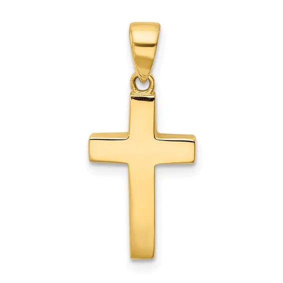 High Polished Flat Cross - 14kt Yellow Gold
