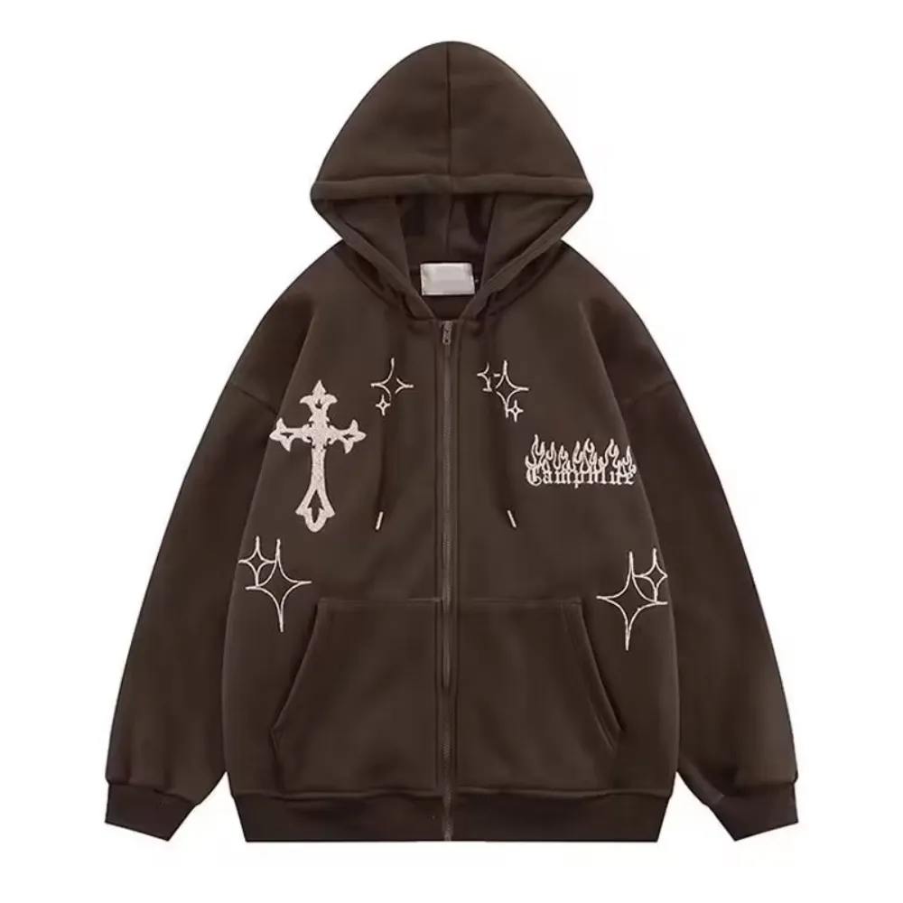 High Street Cross Embroidered Hoodie