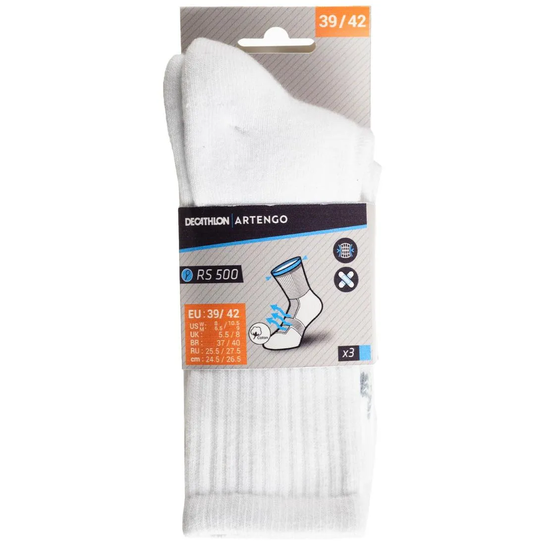 High Tennis Socks RS 500 Tri-Pack