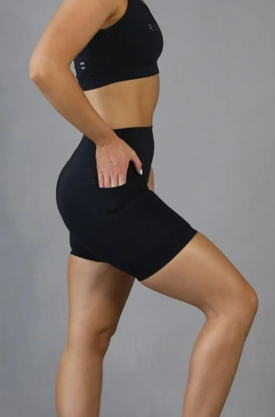 High Waist Mid Shorts - Black