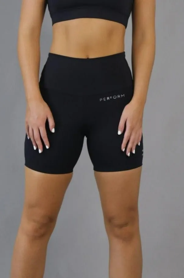 High Waist Mid Shorts - Black