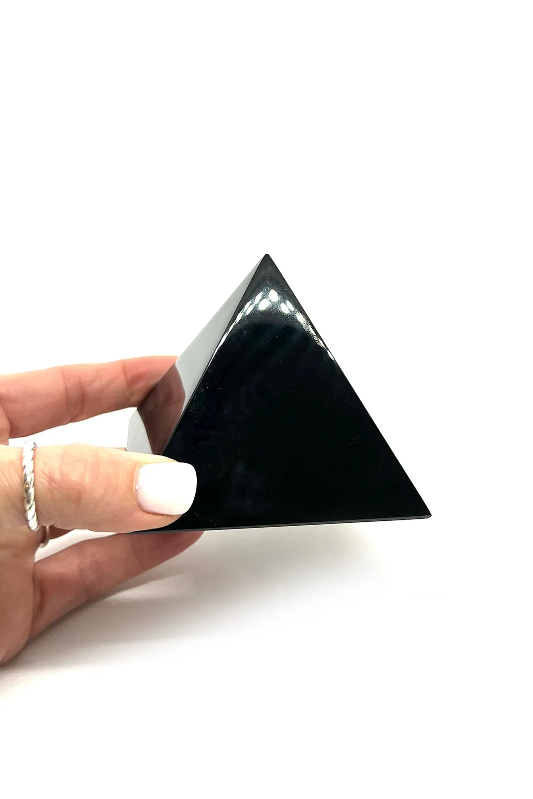 Highly Polished Black Obsidian Pyramid