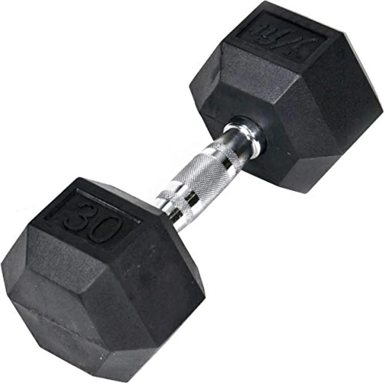 JFIT Rubber Hex Dumbbell 30 LB Single - Hex Shaped Heads to Prevent Rolling and Injury - Ergonomic Hand Weights for Exercise, Therapy, Building Muscle, Strength and Weight Training