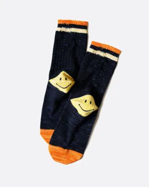 Kapital Cotton Smiley Socks - Navy