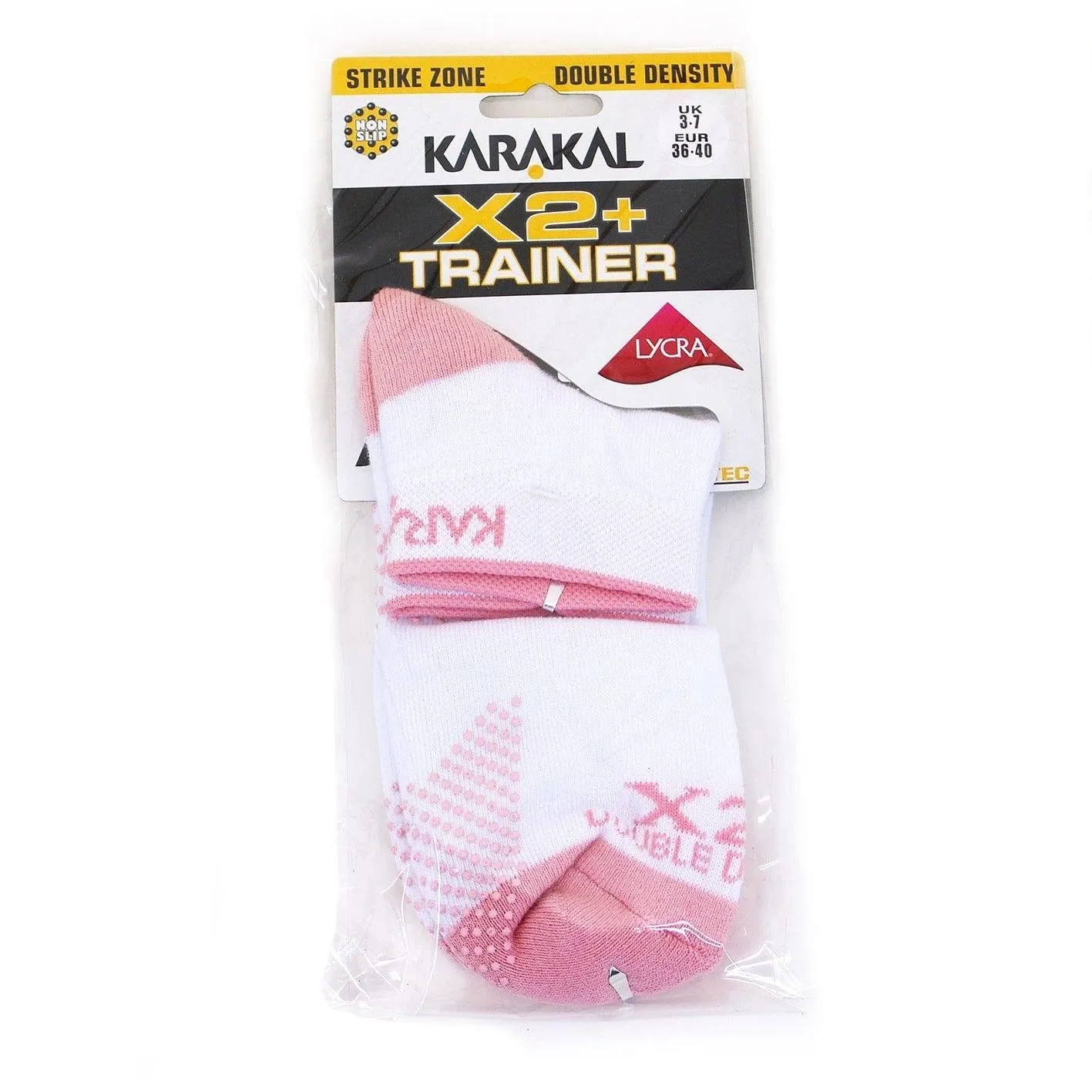 Karakal X2  Womens Technical Trainer Badminton Sock - White / Pink (UK3-UK7)