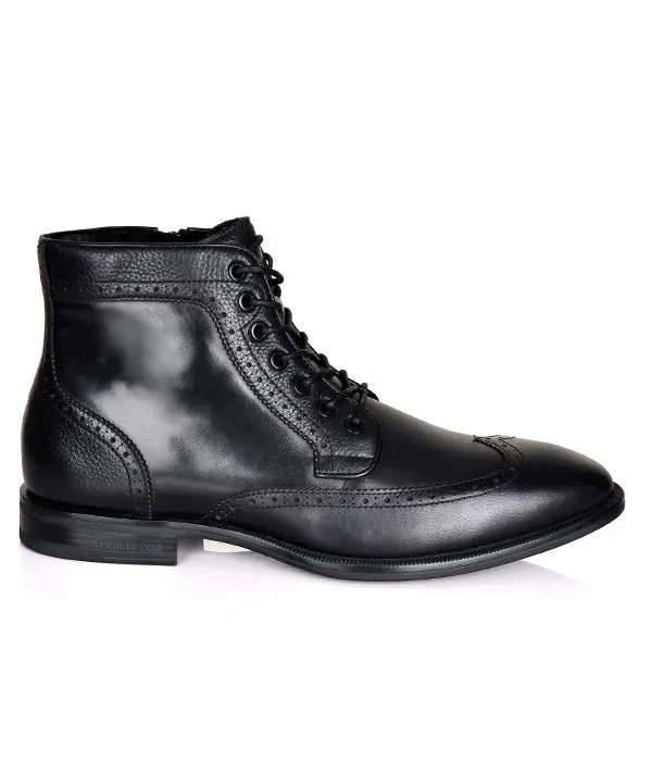 Kenneth Cole Design Leather High-Top Lace-up Shoe Black