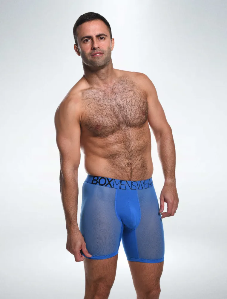 King Fit Mesh Panel - Transparent Crotch: Serious Blue