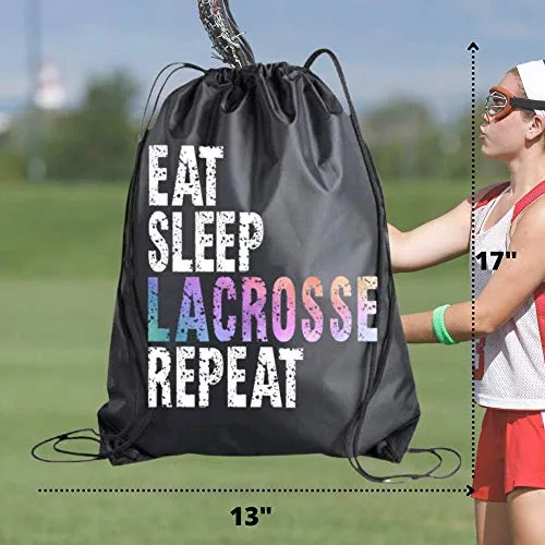 Lacrosse Gift Bundle, Girls Lacrosse Stud Earrings, Drawstring Bag and Hair Ties Gift Set, Girls Lacrosse Accessories For LAX Players and Teams