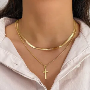 LAYERED CROSS - NECKLACE
