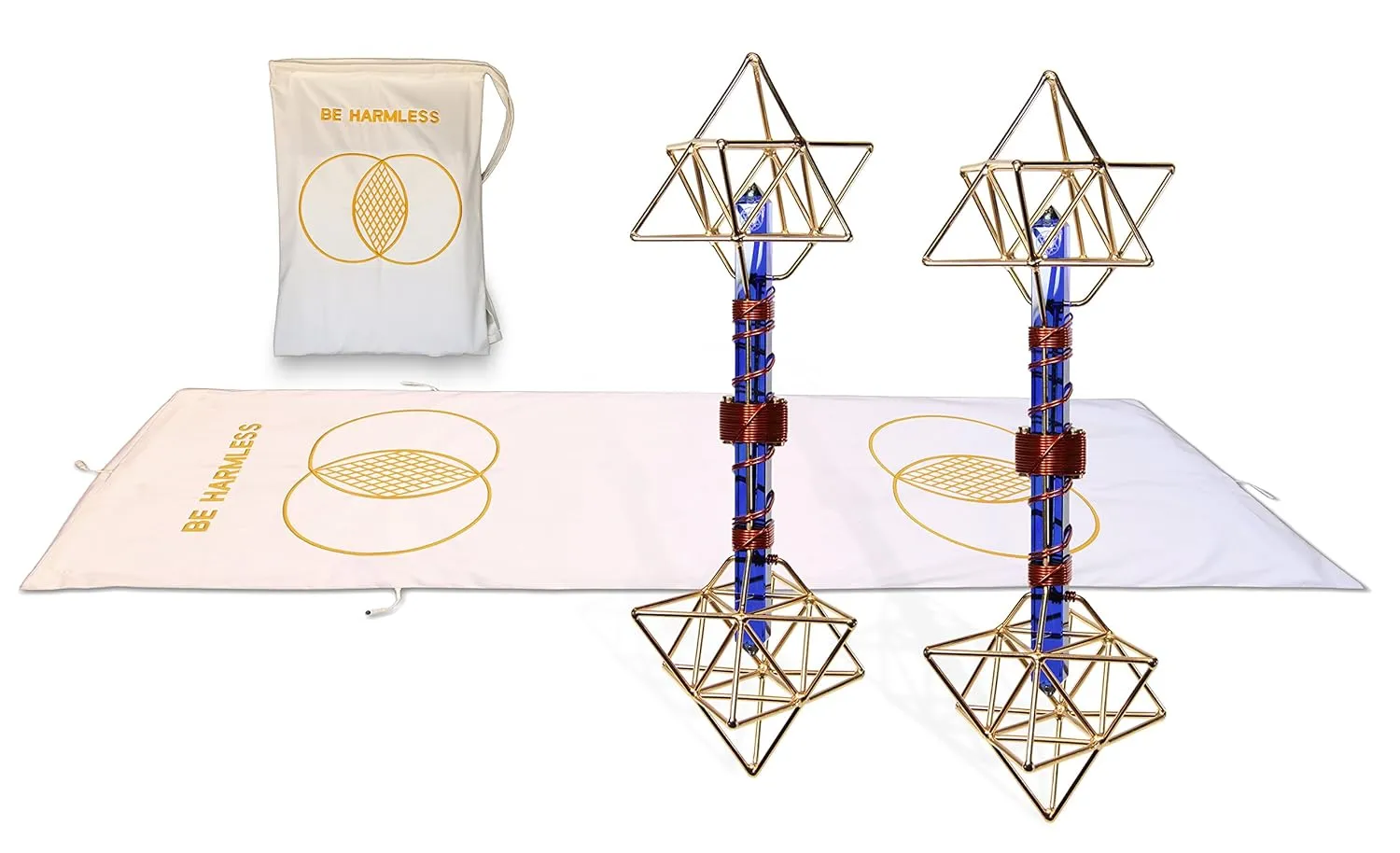 Magnetic Healing Mat System with Two Quartz Crystal Healing Earth Vajras