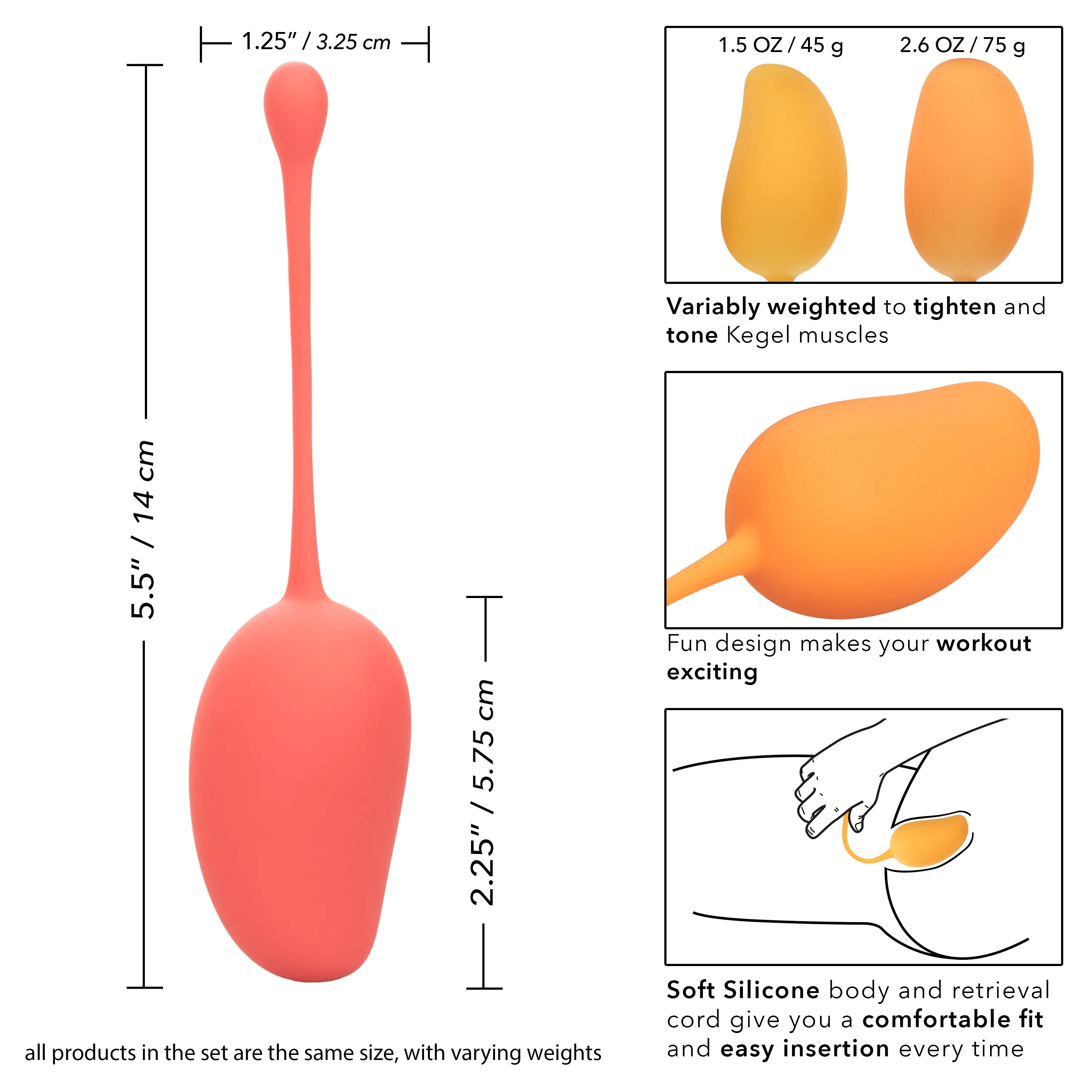 Mango 3 Piece Silicone Kegel Training Set