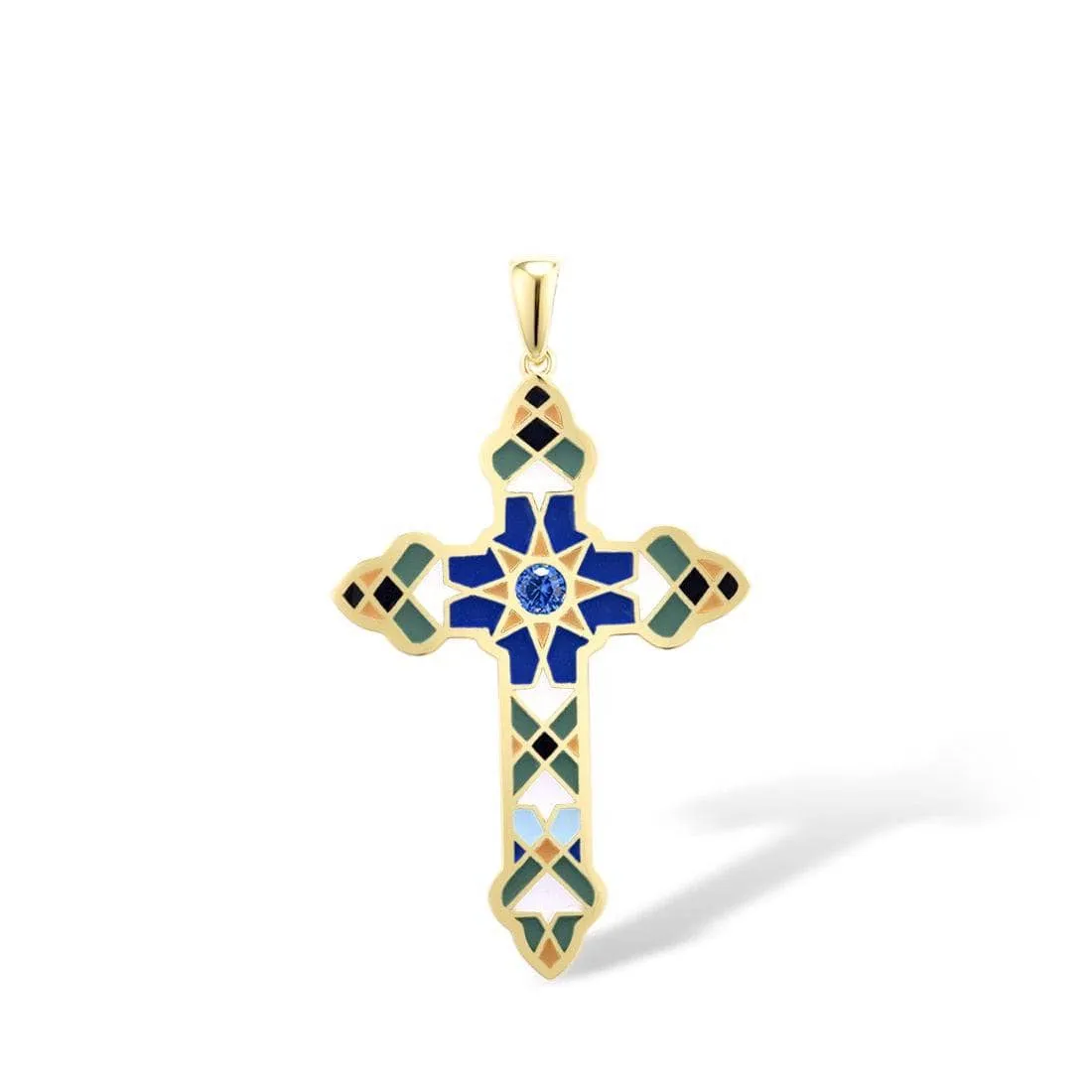 Multi Color Enamel Cross Pendant