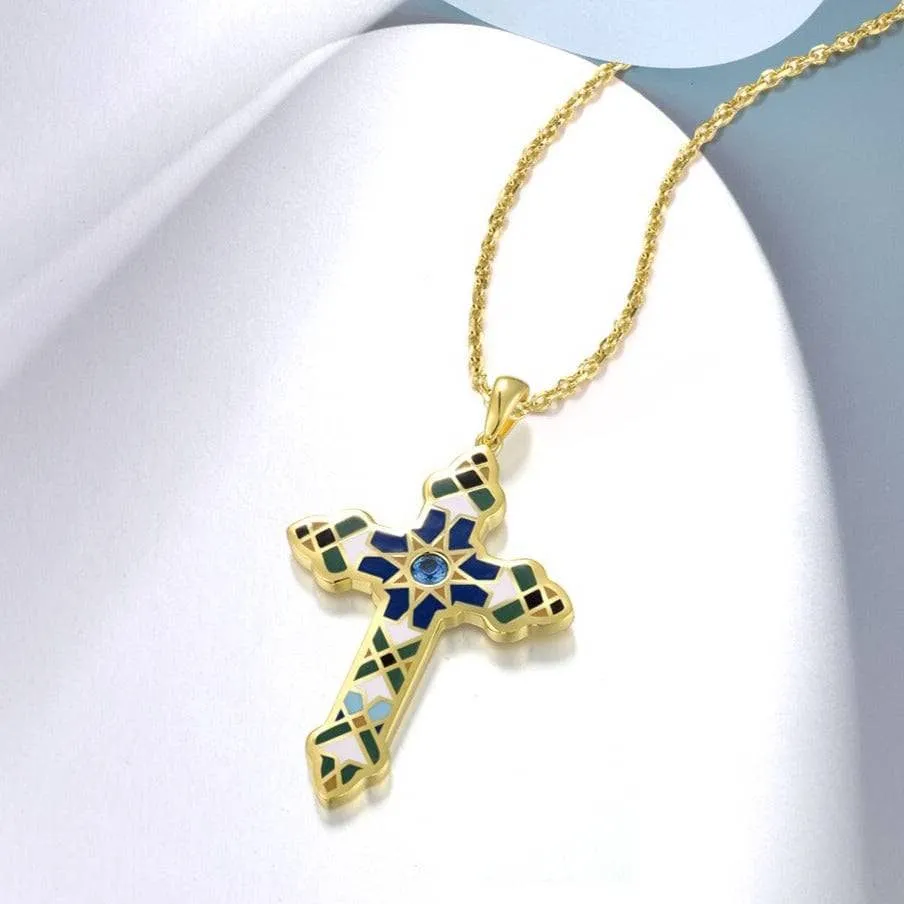 Multi Color Enamel Cross Pendant