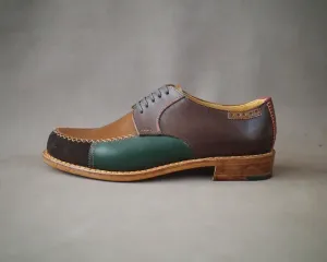 Multi Colour Leather Verdant Vogue Lace-Up Formal Shoes - Formals Shoes