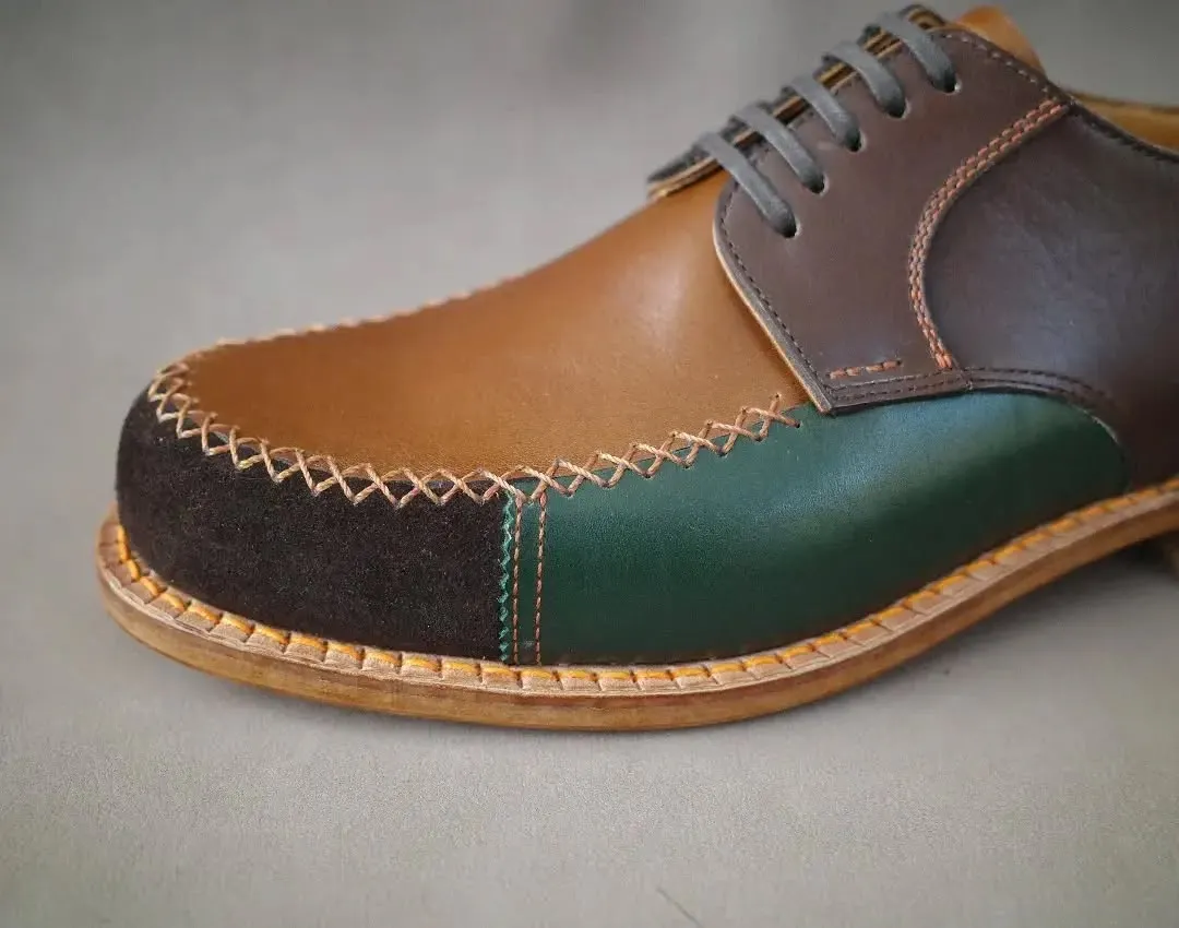 Multi Colour Leather Verdant Vogue Lace-Up Formal Shoes - Formals Shoes