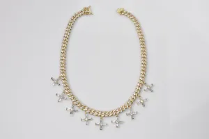 Multi-Cross Baguette Necklace