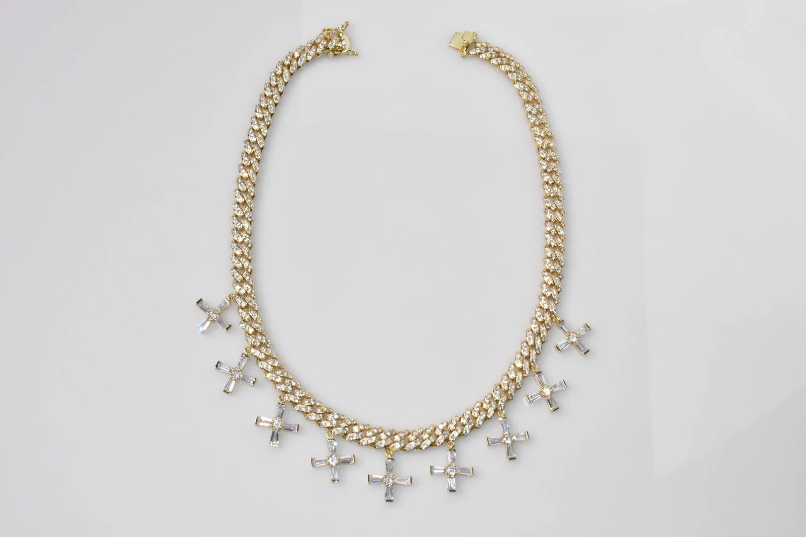 Multi-Cross Baguette Necklace