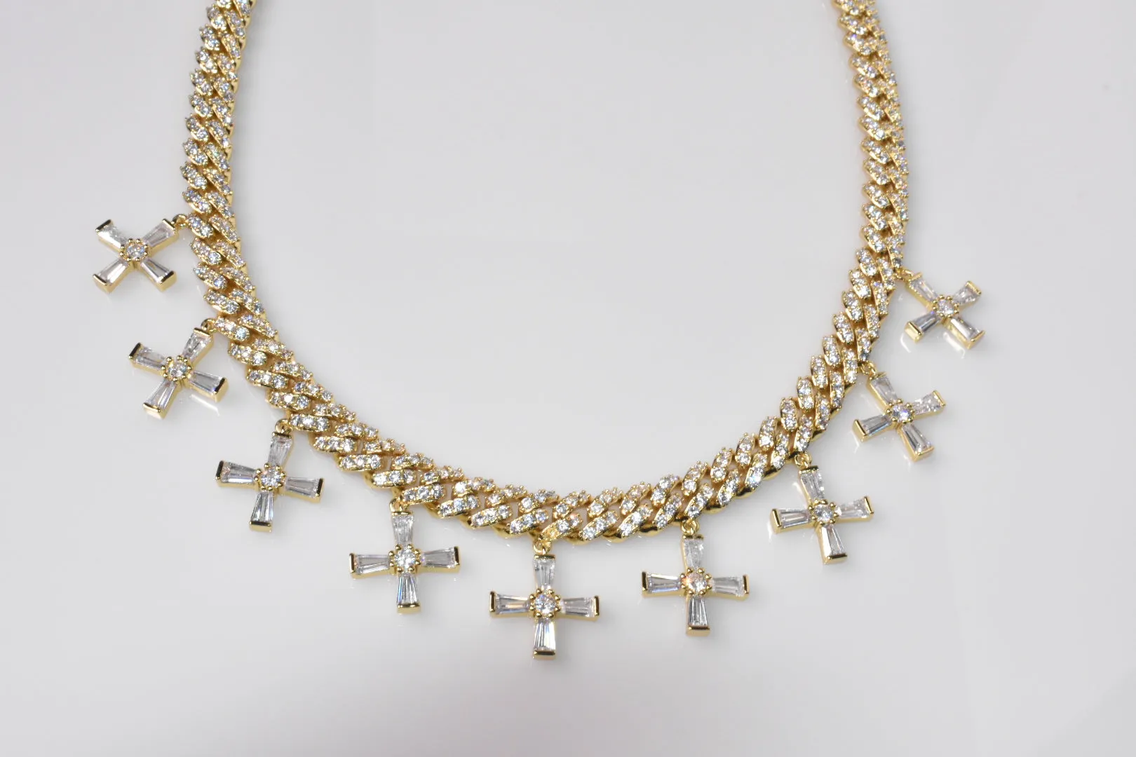 Multi-Cross Baguette Necklace