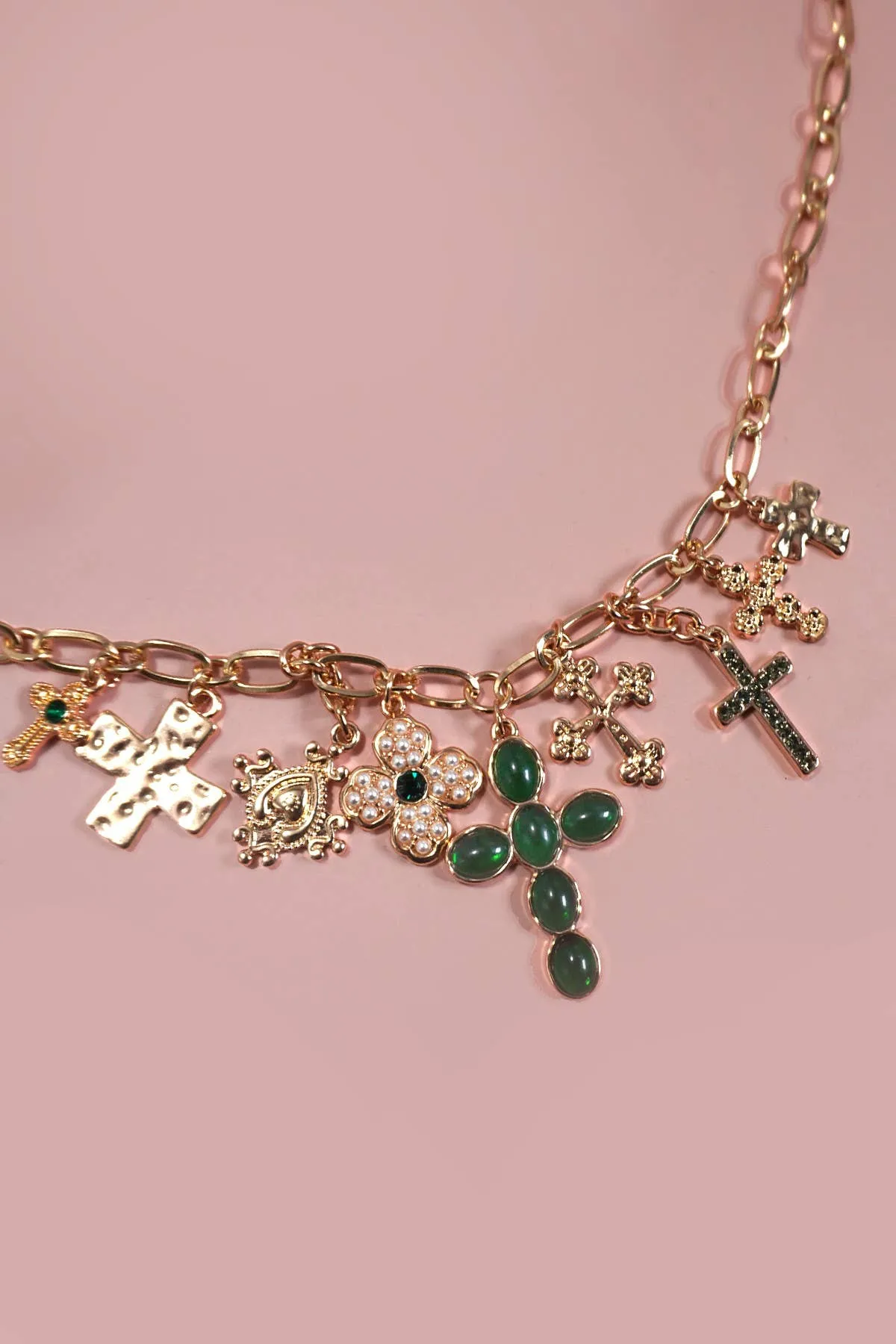 Multi Cross Charms Necklace