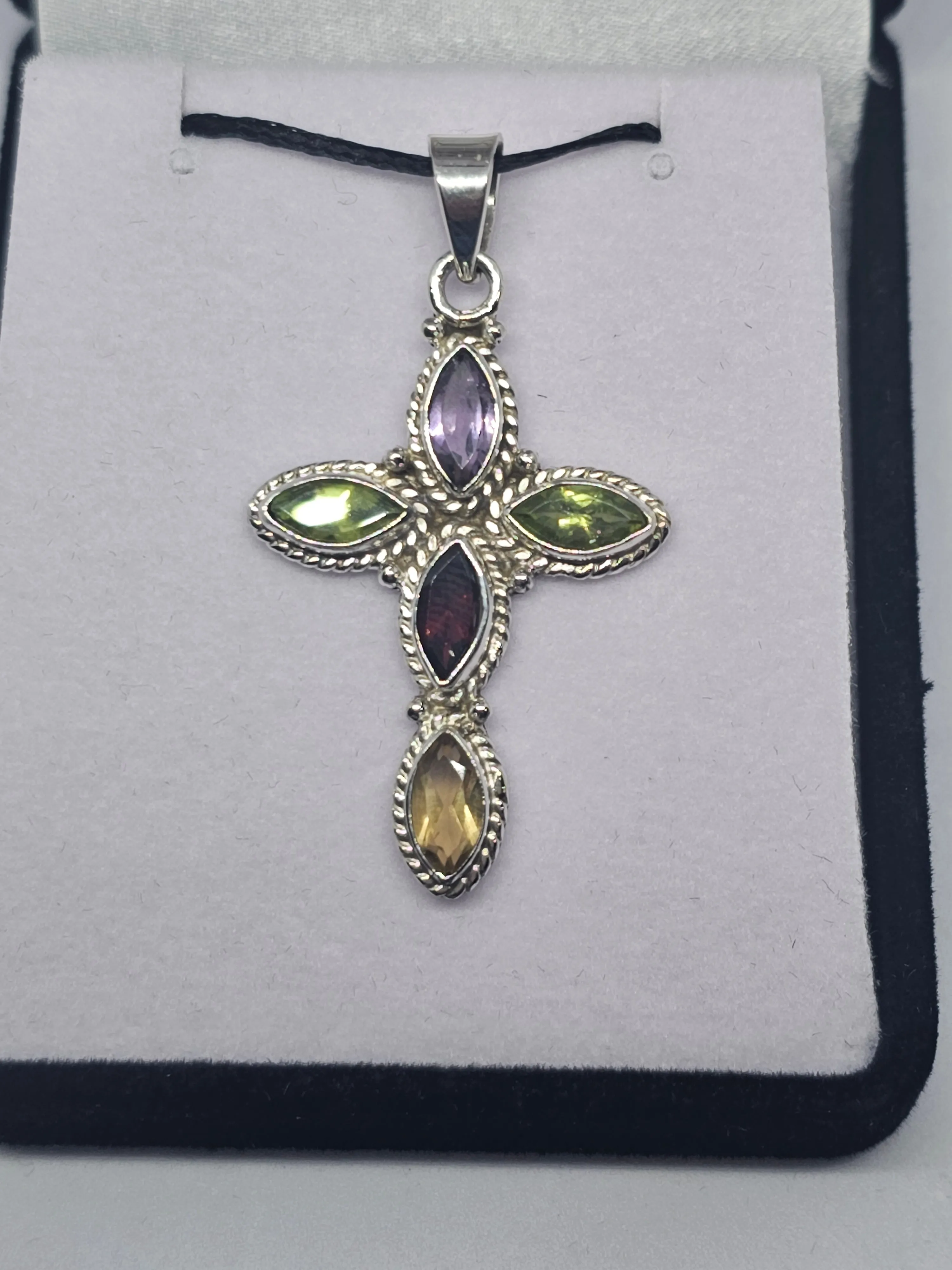 Multi Crystal Cross Pendant